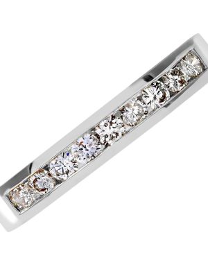 18CT WHITE GOLD 0.33CT DIAMOND 9 STONE CHANNEL SET 1/2 ETERNITY RING